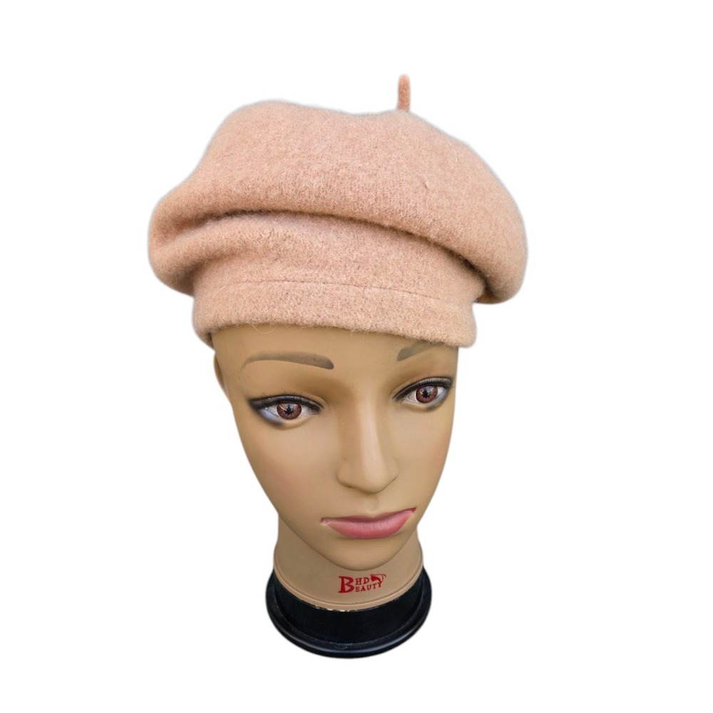 Free People Margot Slouchy Wool Beret In CAMEL BROWN One Side Wool